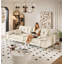 Canapé rembourré 104,7 po rembourré en chenille confortable avec 2 coussins et de larges accoudoirs amovibles-396398775