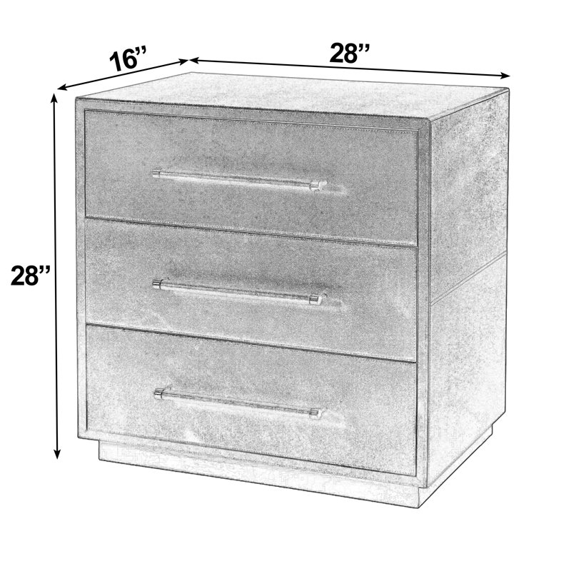 Commode décorative 3 tiroirs Sudie l 28 po, or