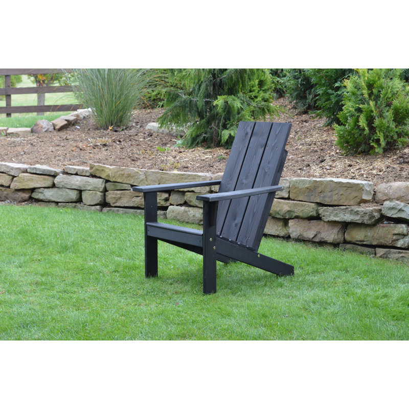Chaise Adirondack en bois massif Ameerah, Noir