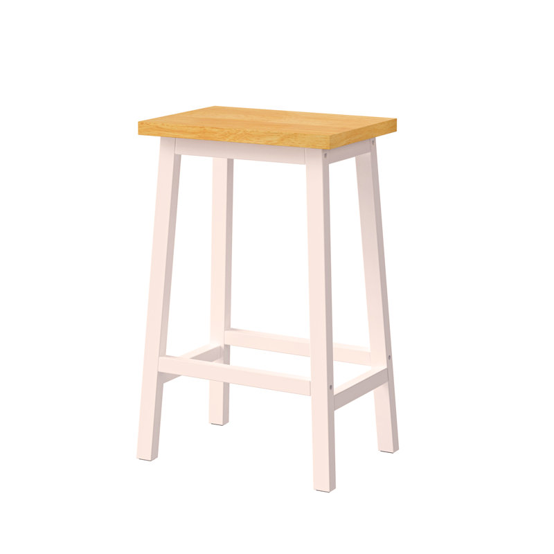 K&K Solid Wood Bar Stools (Not Cheap Iron), 25.6" Tall Set of 2 Bar Chairs, Kitchen Counter Stools with Footrests