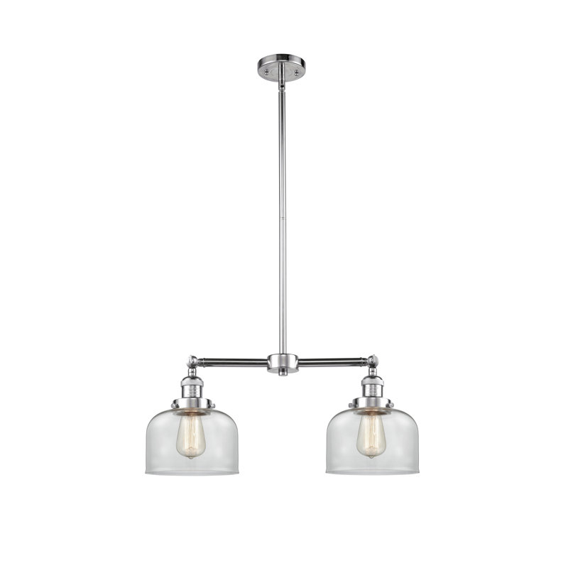 Grand pavillon cloche de 8 po à 2 lumières de 21 po, Clair, DEL, Chrome poli