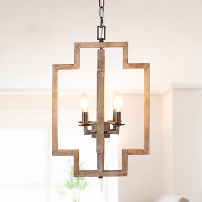 Dewaun Wood Dimmable Geometric Chandelier