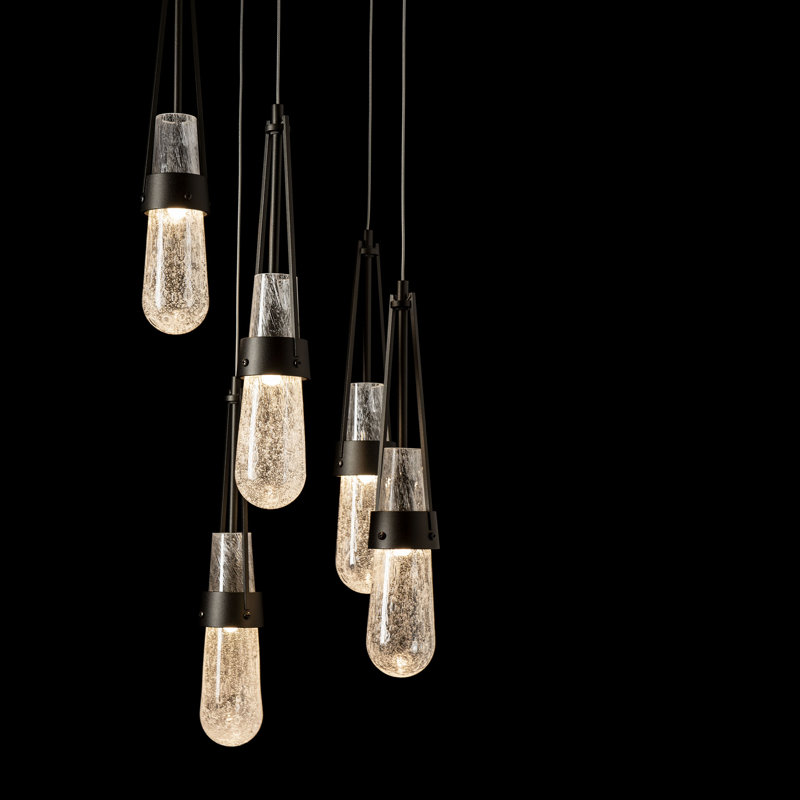 Link 5 - Light Pendant, Long: 19" to 130", Clear Bubble Glass, Oil Rubbed Bronze
