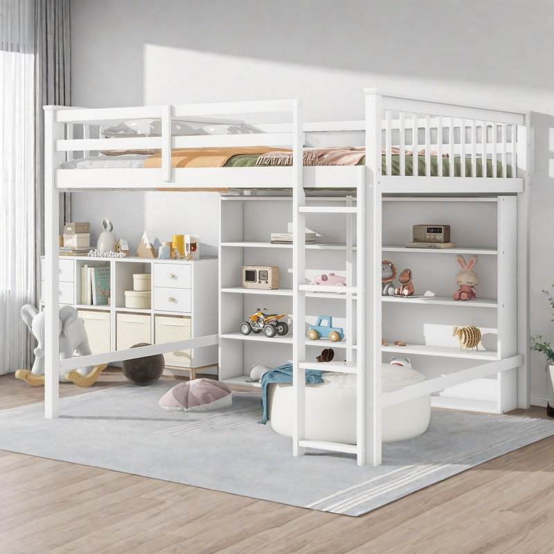 Imberly Kids Loft Bed, Full, Antique White