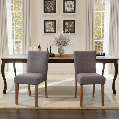 18.9”h Upholstered Dining Chairs, Linen Fabric Side Chair, Armless Parsons Chair With Solid Wood Legs by Red Barrel Studio