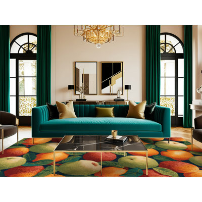 Washable Aprium Fruits Area Rug