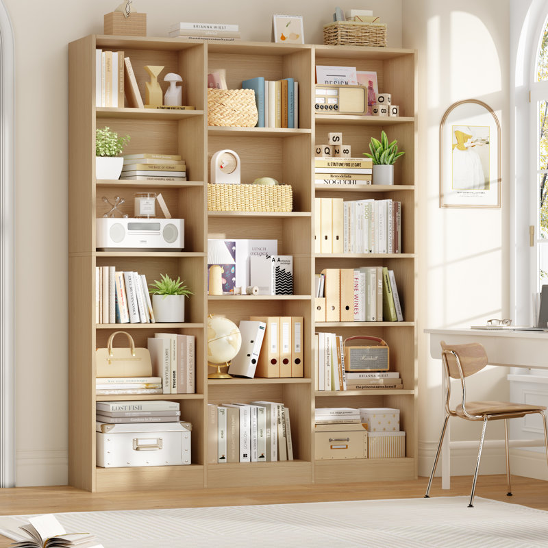 Grande bibliothèque en bois à 6 niveaux H 74 po x l 59 po Wakil, Naturel