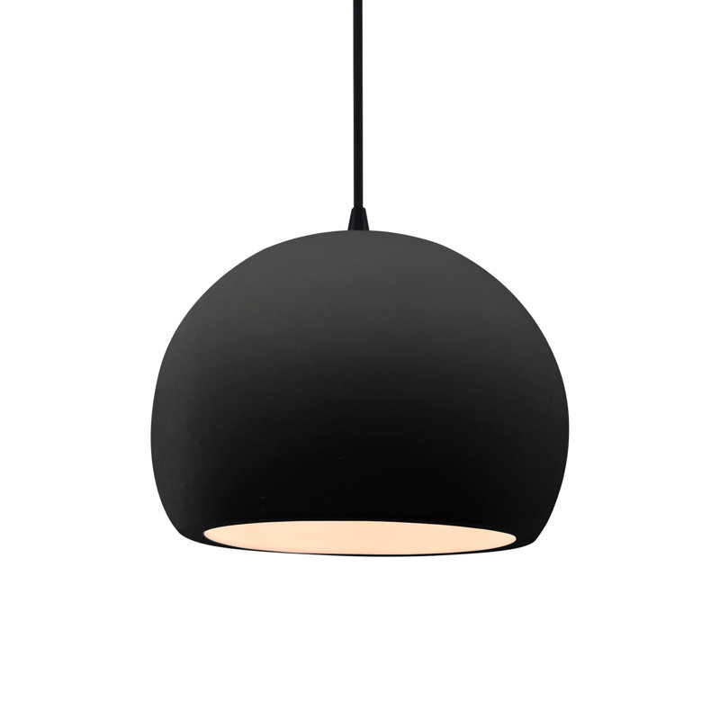 Luminaire suspendu à 1 lumière Aschwin, H 7,75 po x l 10 po x P 10 po, Noir mat carbone, Noir mat