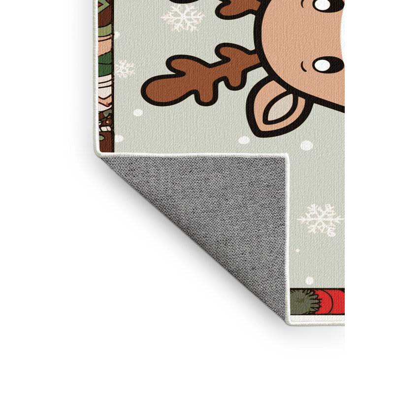 Tapis de vacances d'hiver de Noël lavable The Holiday Aisle®, Rectangulaire 8 pi x 10 pi