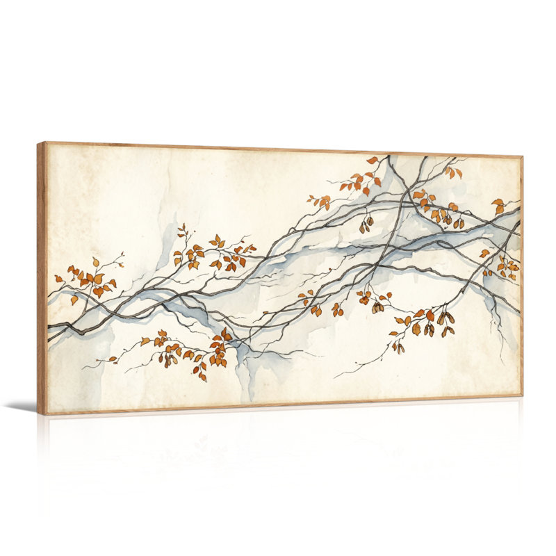 Ensemble de 1 tableau sur toile représentant des branches et des feuilles, 32“W x 16”H, Naturel