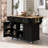 Kitchen Cart With Rubber Wood Drop-Leaf Countertop,Cabinet Door Internal Storage Racks,Kitchen Island On 5 Wheels With Storage Cabinet And 3 Drawers For Dinning Room-1396091354