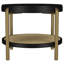 Ensemble de table basse et de table ronde 2 pièces Fij, tablette inférieure en rotin, bois noir