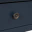 Console en bois de pin massif 48 po, table d'appoint moderne avec 3 tiroirs de rangement et 2 tablettes. Facile à assembler (bleu marine + plateau brun)