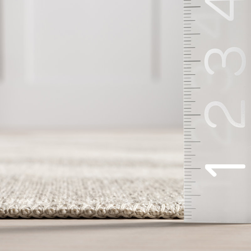 Cream Claude Abstract Fringed Reversible Machine Washable Area Rug, Rectangle 5'3" x 8'
