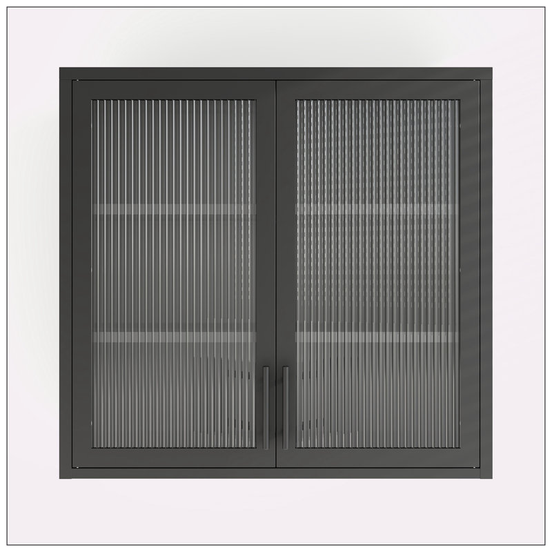 Armoire de rangement murale, verre trempé flûte, Noir