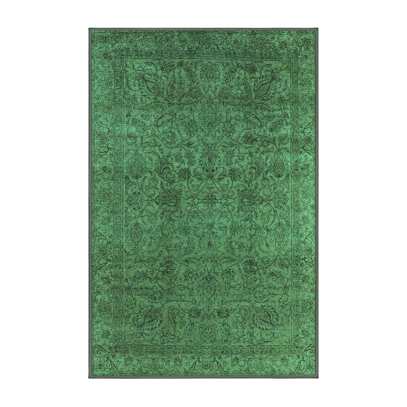 Tapis oriental en laine / polyester tissé à la machine en turquoise / brun, Rectangle 8 pi x 10 pi