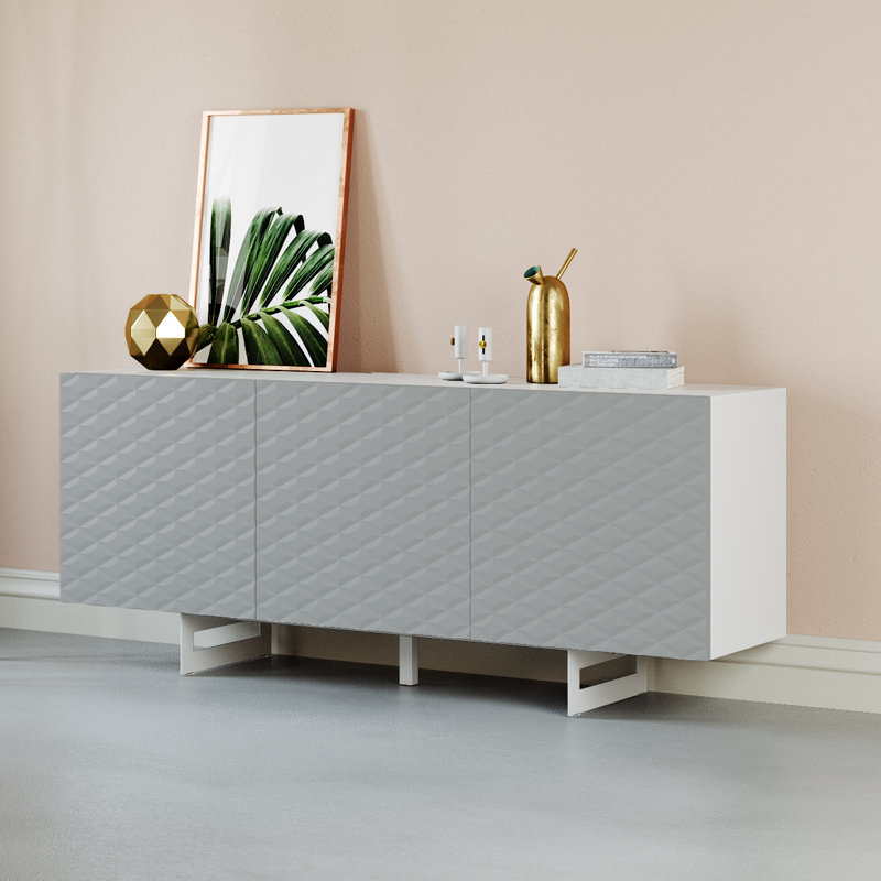Feehley 165cm Sideboard, White/Grey