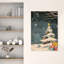 «Magical Snowy Christmas Night», rétro, arbre de Noël abstrait, paysage d'hiver, reproduction d'art mural-130681510