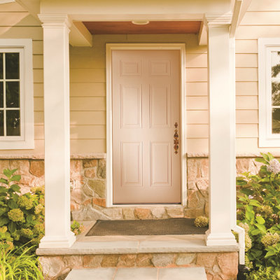 Classic 6-Panel Inswing Primed Fiberglass Smooth Prehung Front Door on 4-9/16 in. Frame