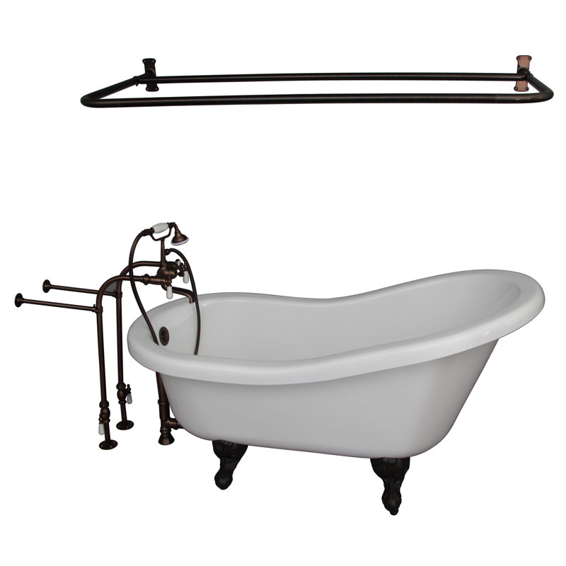 67'' x 29.5'' Soaking Acrylic Bathtub with Faucet, Oil Rubbed Bronze