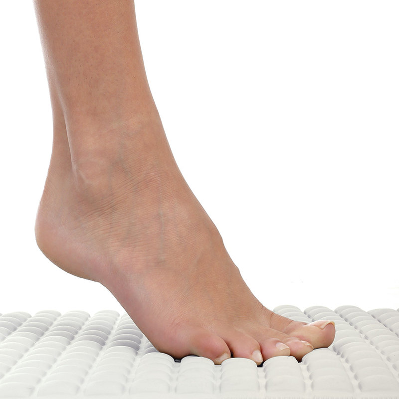 Cream 15" x 27" Pillow Top Non-Slip Rubber Bath Mat