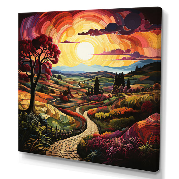 Red Barrel Studio® " Green Purple Vineyard Rows Of Ruby II " on Canvas ...