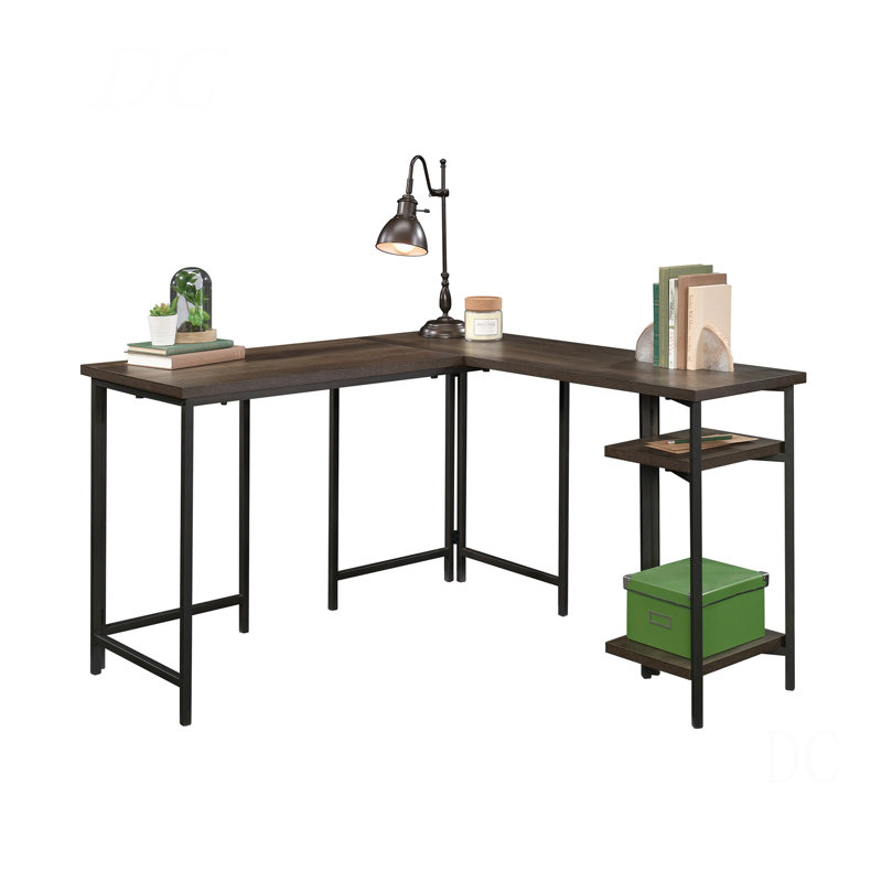 L-Shaped Desk With Rustic Style, Brown Finish