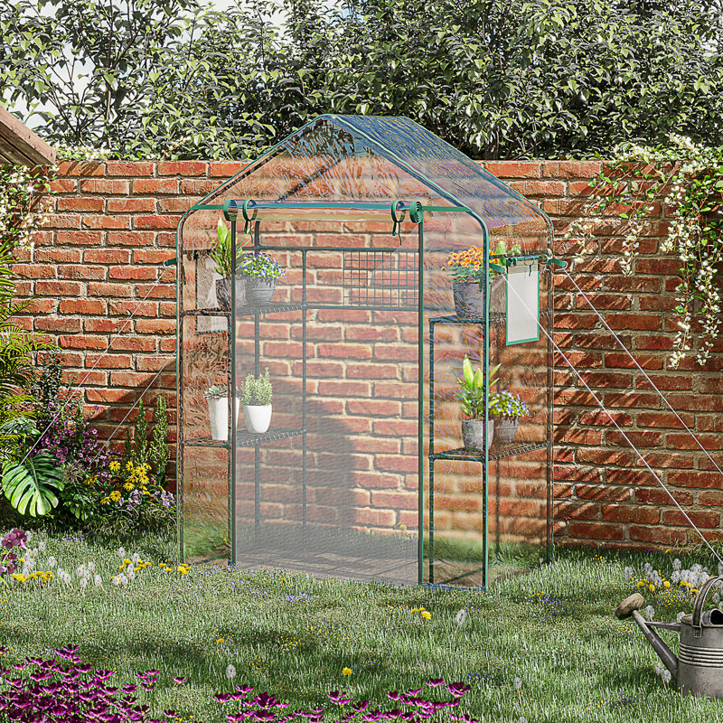 Mini serre d'extérieur avec porte grillagée et fenêtres Outsunny