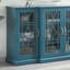 Armoire-buffet de 63 po en bleu sarcelle - 4 portes avec 6 tablettes réglables, meuble télé gracieux avec rangement pour grand meuble télé, portes, moderne