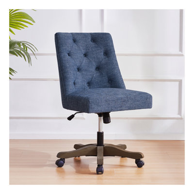Chaise de bureau pivotante rembourrée, chaise de bureau à domicile sans accoudoirs, chaise d'ordinateur à hauteur réglable en tissu chenille avec roulettes