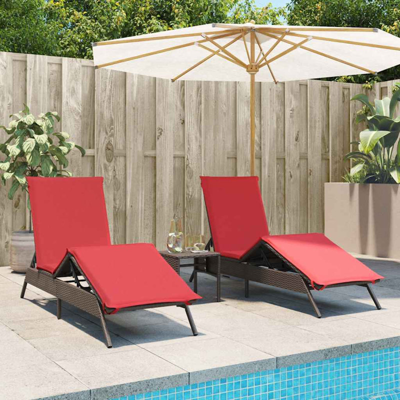  Repose-pieds de patio en rotin PE brun, Rouge, Brun