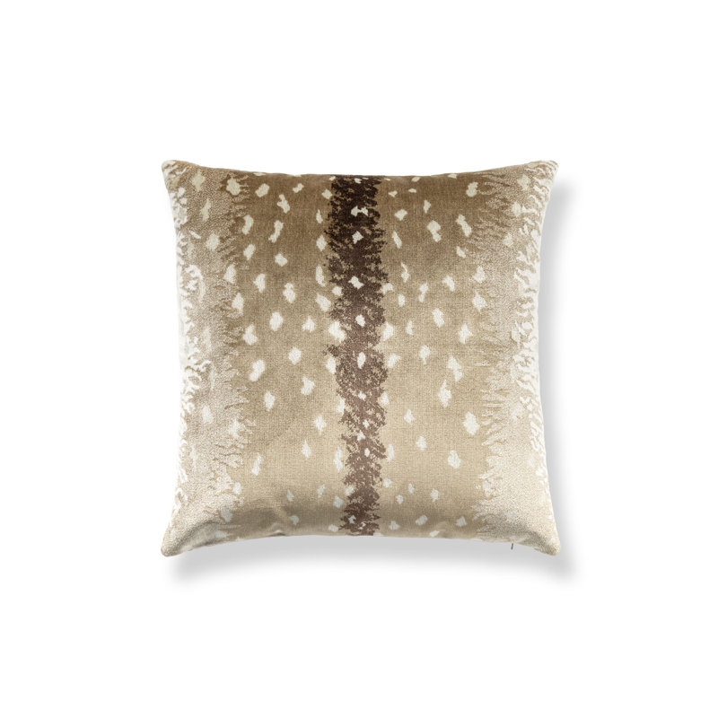 ANTELOPE / VELVET PILLOW, 22" H x 22" W, Square, Sahara/Beige Animal Print