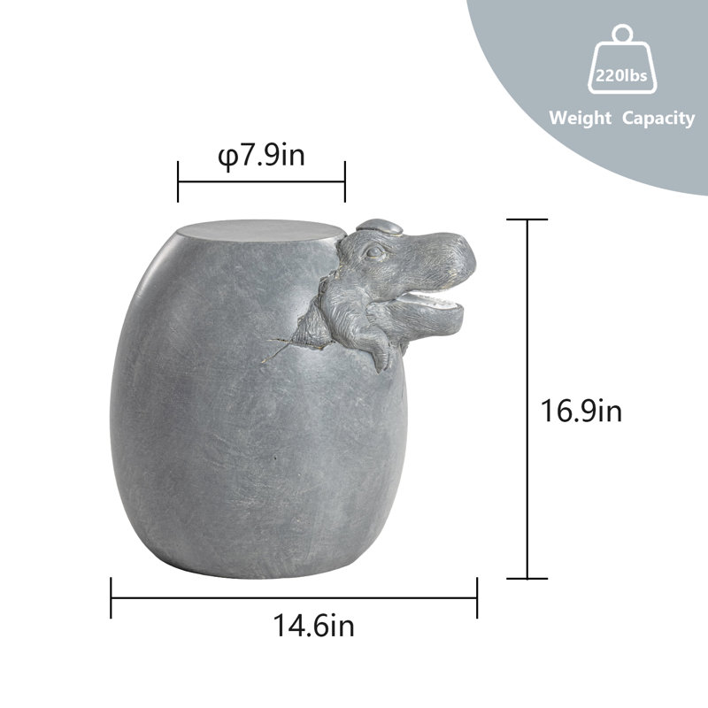 Round Concrete Outdoor Side Table, Grey