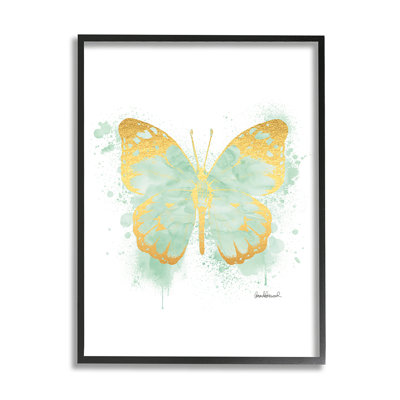 «Seafoam Green Butterfly Watercolor Paint Splatter» par Amanda Greenwood - impression d'art graphique