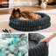 Lit pour chien de taille moyenne - Coussin imperméable de luxe en fausse fourrure avec housse amovible et lavable, lit pour chien orthopédique avec traversins pour dormir, gris foncé-213287555-213287554