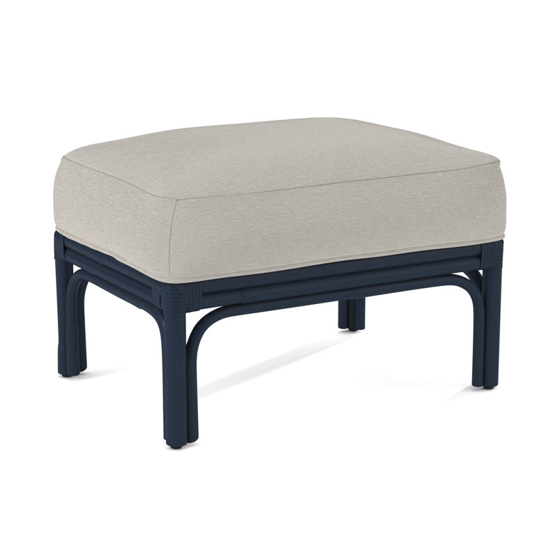 Boca Ottoman, Navy, White Performance Fabric; 0851-94
