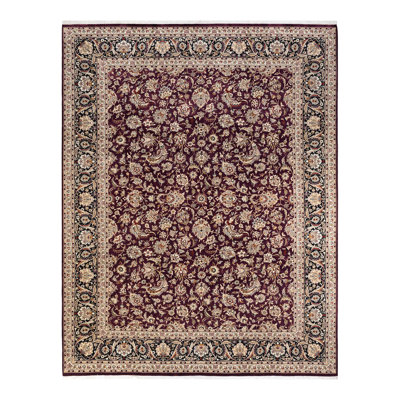 Tapis unique rouge / ivoire / noir / beige noué à la main de 9 pi 2 po x 11 pi 8 po Hayner