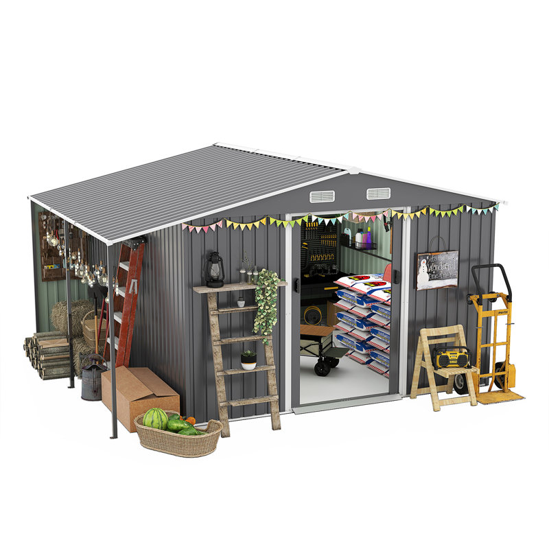 Remise de rangement extérieure 10 pi x 12 pi, Gris foncé