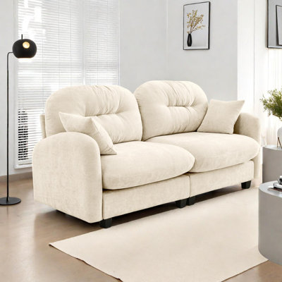 Canapé modulaire à causeuse avec tissu chenille et dossier capitonné