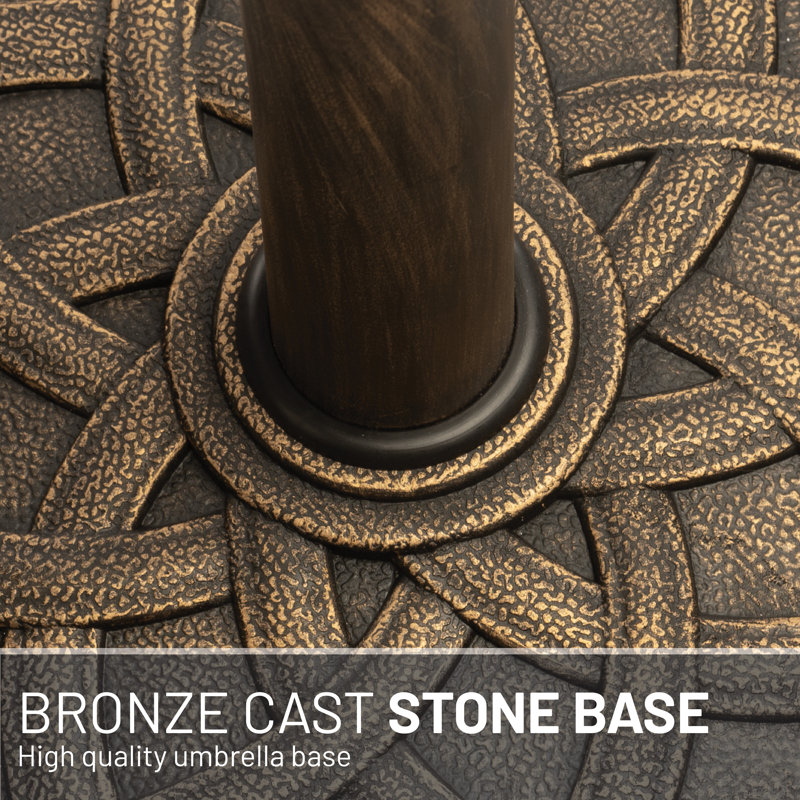 Bronze Cast Stone Round Patio Umbrella Base