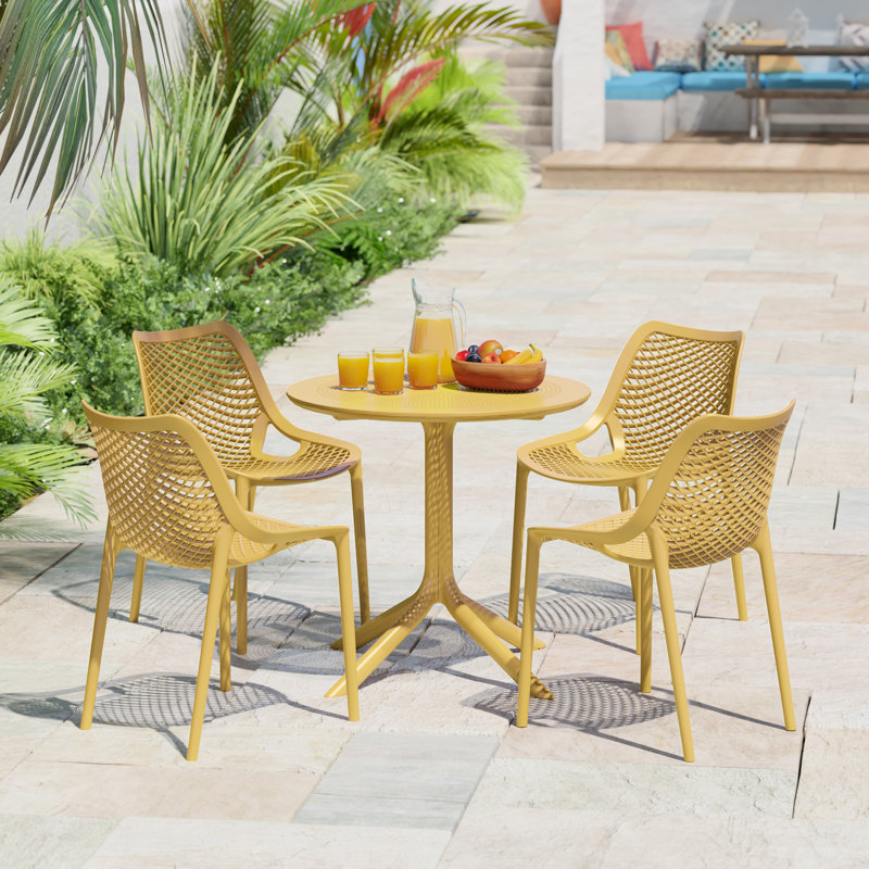 Ensemble repas extérieur pour 4 personnes, Jaune