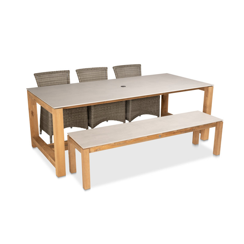 Banc en teck de 70 po Alburgh - Taupe