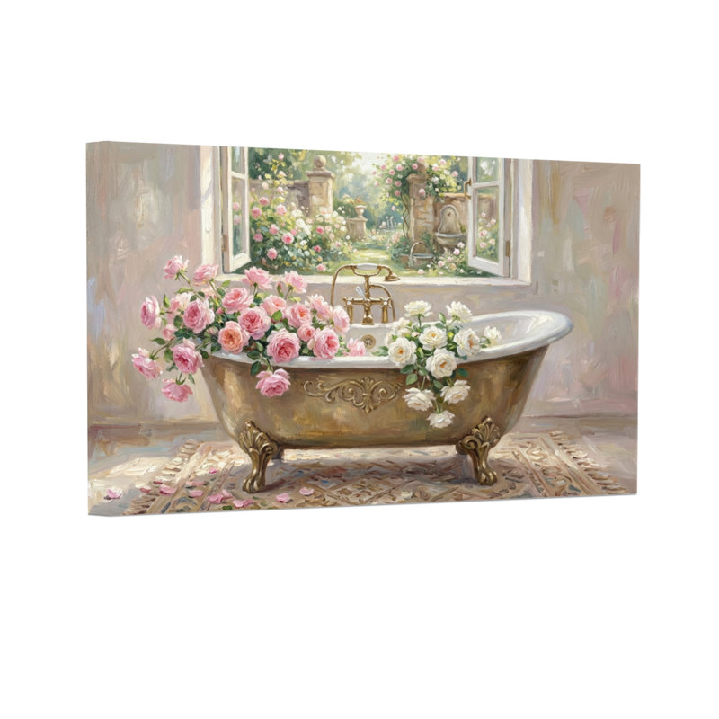 Baignoire élégante Plants & Flowers avec roses et vue sur le jardin, H 12 po x l 18 po