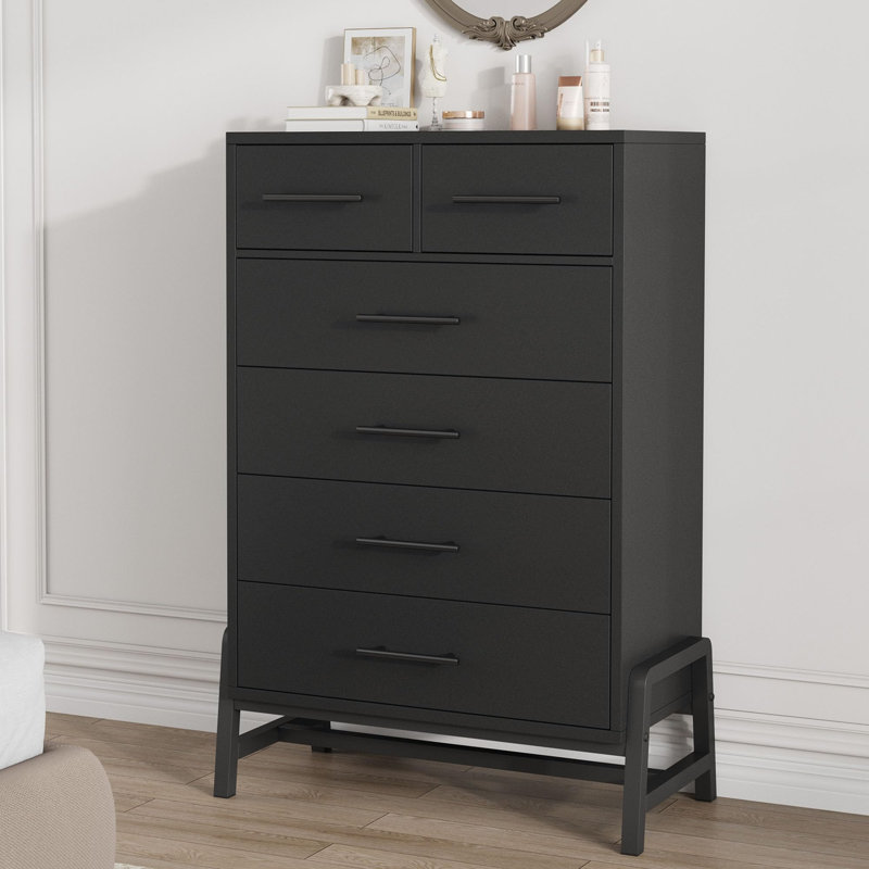 Commode autoportante à tiroirs hauts avec rangement, commode en bois