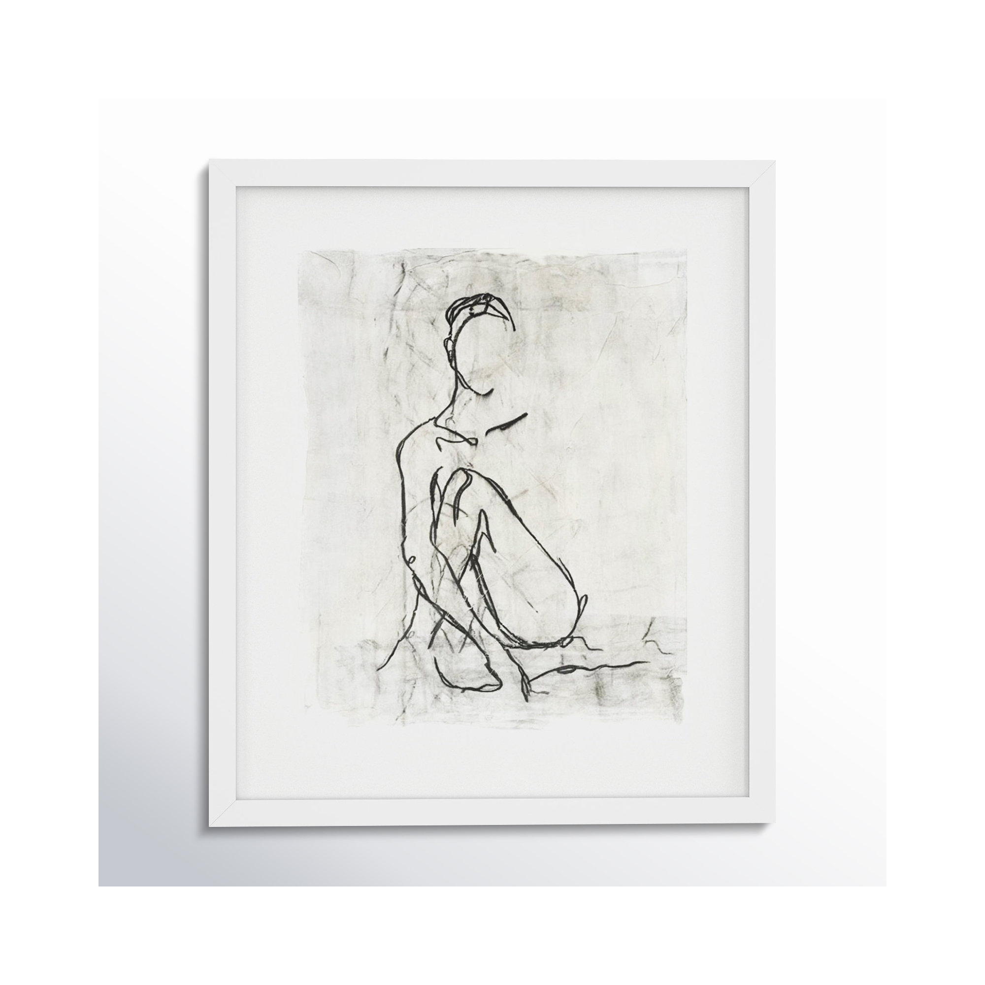 Embellished Nude Contour Sketch II by Ethan Harper, White Framed Paper, 20" H x 17" W