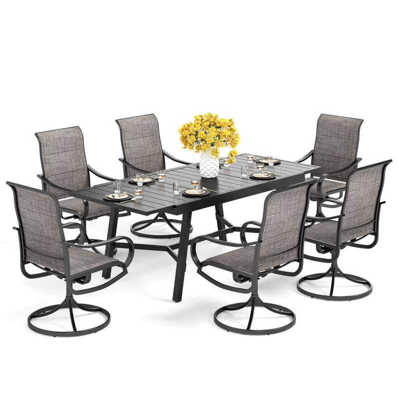 Alyah 6 - Person Patio Dining Set with Extendable Rectangular Table