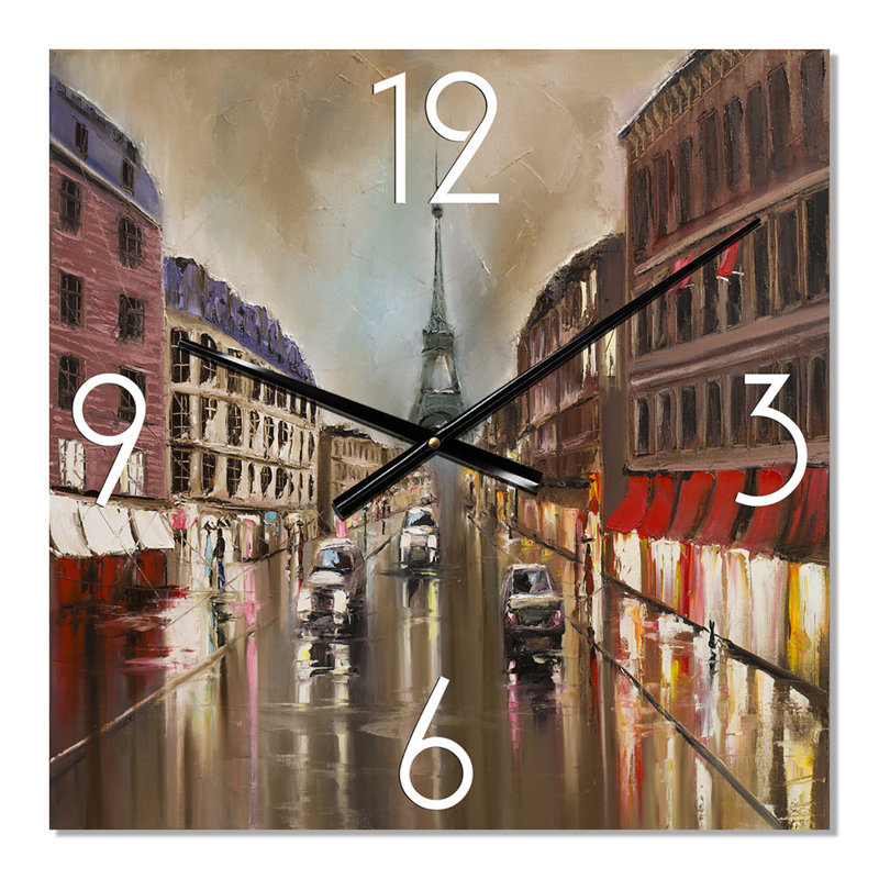 Horloge murale Quiet Rainy Street in Paris, Petit