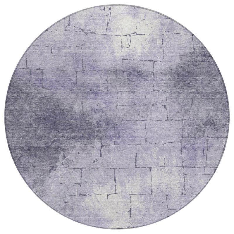 Machine Washable Indoor/Outdoor Husby ACN2215 Geometric Rug, Round 8'