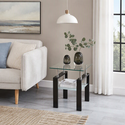 Modern Glass Een Table with Metal Leg