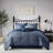 Navy King 7 Piece Comforter With Printed Seersucker Feel Fill